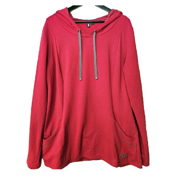 ROOTS Red Athleisure Long Sleeve Pullover Drawstring Hoody with Pockets Size XL - Picture 1 of 8